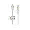 Zwei weiße USB-C-Kabel mit geflochtener Struktur und magnetischer Halterung.