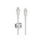 Zwei weiße USB-C-Kabel mit geflochtenen Kabeln und einem Halter auf weißem Hintergrund.