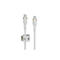 Zwei weiße USB-C-Ladekabel mit Zubehör, Details: geflochtenes Kabel, USB-C-Stecker, Kabelhalterung.