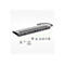 Silberne USB-C-Dockingstation, die verschiedene Anschlüsse bietet: USB-A, HDMI, VGA, Ethernet und Audio.