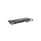 Grauer Belkin USB-C-Hub auf weißem Hintergrund mit verschiedenen Anschlüssen und Kabel.