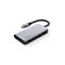 Hub USB-C Belkin gris relié à un connecteur USB-C. On y voit des ports tels que HDMI et USB.