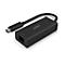 Schwarzer USB-C-auf-Ethernet-Adapter von Belkin. Das Gerät hat einen USB-C-Stecker, eine Ethernet-Buchse und das Belkin-Logo.