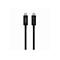 Zwei schwarze Belkin Thunderbolt 4 Kabel; ein Stecker mit Belkin-Logo, der andere mit Blitz-Symbol und der Ziffer 4.