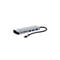 Silberner Belkin USB-C-Hub, Kabel mit USB-C-Anschluss, verschiedene Anschlüsse.