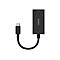 Schwarzer HDMI-Adapter von Belkin, mit USB-C-Anschluss. HDMI-Logo oben links, Belkin-Schriftzug rechts.