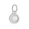Tracker AirTag Belkin blanc avec anneau argenté, isolé sur fond blanc.
