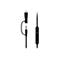 Schwarzes Audiokabel mit USB-C und Klinke-Anschlüssen. Integrierte Bedieneinheit mit Mikrofon- und Lautstärkereglern.
