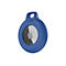 Blauer Belkin AirTag-Halter mit Apple-Logo. Mit Belkin-Logo, Ultra Wideband und Bluetooth LE-Aufdruck.