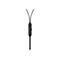 Gros plan d'un câble de casque noir avec microphone et éléments de commande, sur fond blanc.
