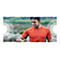 Un homme en t-shirt orange fait du jogging sous la pluie et regarde sa smartwatch.