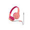 Casque rose clair avec coussinets et bandeau roses, prise jack.