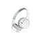 Weiße Kopfhörer mit grauem Bügel und Ohrmuscheln, die diagonal nach rechts positioniert sind.