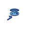Blaues Belkin-Bluetooth-Headset mit Ladecase. Ein Kopfhörer liegt daneben.