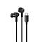 Schwarze In-Ear-Kopfhörer mit USB-C-Stecker, Kabel und Logo
