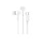 Weiße Belkin-Ohrhörer mit C-Anschluss, isoliert vor weißem Hintergrund.