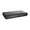 Schwarzer Belkin KVM-Switch. Oben Knöpfe mit blauen und roten Lichtern. Aufschrift: F1DN104KVM-UN-4.