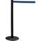 Black stanchion with blue ribbon, on a white background.