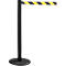 Black stanchion with yellow and black striped band.