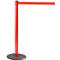 Red stanchion with black base and extended red band, against a white background.