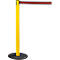 Yellow and black stanchion with red band. Black round foot, yellow pole, black top with red band.