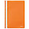 An orange folder with white binding, the logo at the bottom right.