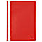 Red binder with white stripe on the side.
