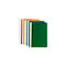 Various colored file folders stand side by side, in the foreground a green folder with a white edge.