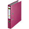 Opened pink file folder with label, fittings and the word "bene".