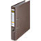 Brown binder with white label showing logo and blank fields for labeling. Metal brackets and hole for storage.