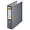 Grey binder with yellow accents and 'bene' lettering. Label with information.
