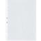 A transparent, white document sleeve with a hole edge. There is text on the edge.