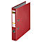 A red binder, partially open. The spine has a label with the brand 'bene'.