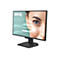 Un moniteur BenQ noir affichant un œil avec un iris bleu-gris. Le moniteur a une base noire et des accents bleus.
