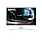 Un moniteur BenQ avec un arrière-plan spatial avec un vaisseau spatial qui vole. L'écran est supporté par un support blanc.