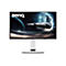 Un moniteur BenQ avec le logo BenQ affiche un thème spatial avec des vaisseaux spatiaux et des éclairs.