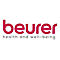 Beurer Logo: Roter Schriftzug beurer mit grauem Text health and well-being darunter auf weißem Grund.