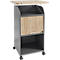 BEXXSTAR mobiele sokkel, 2 legborden, 1 afsluitbaar vak met handgreep, bovenblad, zwenkwielen, B 700 x D 630 x H 1130 mm, hout, eiken decor/donkergrijs