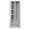 Bezemkast, B 600 mm, 4 legborden, verkorte middenwand, afsluitbaar, lichtgrijs RAL 7035/lichtgrijs RAL 7035