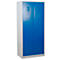 Bezemkast, B 800 mm, 4 legborden, complete middenwand, afsluitbaar, gentiaanblauw RAL 5010/lichtgrijs RAL 7035