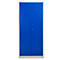 Bezemkast, B 800 mm, 4 legborden, verkorte middenwand, afsluitbaar, gentiaanblauw RAL 5010/lichtgrijs RAL 7035