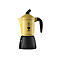 Gelbe Bialetti Orzo Express Espressokocher mit schwarzem Unterteil und Logo vor weißem Hintergrund.