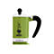 Grüne Bialetti Rainbow Espressokocher mit schwarzem Griff und Logo vor weißem Hintergrund.