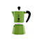 Hellgrüne Bialetti Rainbow Espressokocher aus Aluminium mit schwarzem Griff und dem typischen Bialetti-Logo.