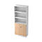Bibliothèque combinée, 5 HC, 3 compartiments + 2 portes verrouillables, l. 800 x P 420 x H 2004 mm, blanc/chêne
