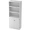 Bibliothèque combinée, 5 HC, 3 compartiments + 2 portes verrouillables, l. 800 x P 420 x H 2004 mm, gris clair