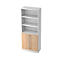 Bibliothèque combinée TARVIS, 5 HC, 3 compartiments + 2 portes avec poignée, l. 800 x P 420 x H 2004 mm, blanc/décor chêne
