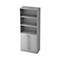 Bibliothèque combinée TARVIS, 5 HC, 3 compartiments + 2 portes avec poignée, l. 800 x P 420 x H 2004 mm, gris clair