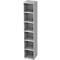 Bibliothèque étagère TOPAS LINE, 6 HC, 5 étagères, l. 400 x P 400 x H 2156 mm, gris clair