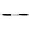 A ballpoint pen with a black grip and a transparent barrel showing the text 'BIC'.